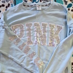 Victoria's Secret Light Blue Sequin Long Sleeve Tee